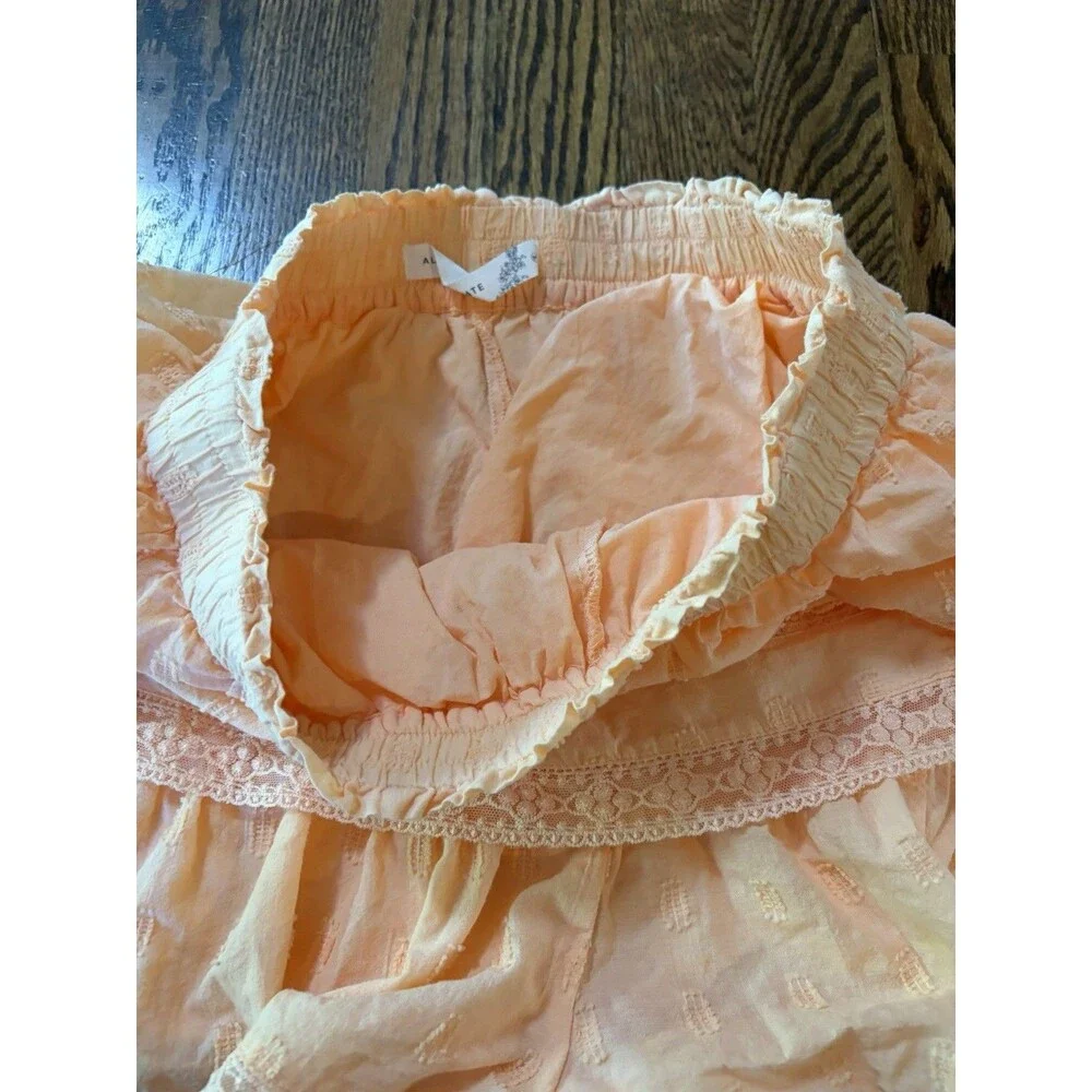 Altar'd State 100% Cotton Peach Ruffle Elastic Waist Mini Skort Shorts Size M